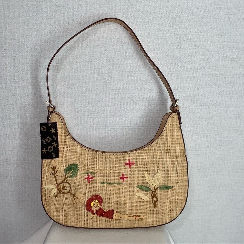 Lany Straw Bag Tropical Sunbathing Woman Embroidered Beaded
